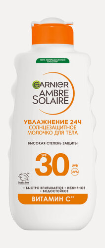 Изображение товара GARNIER Молочко для лица и тела Ambre Solaire солнцезащитное увлажняющие водостойкое SPF 30, 175 мл