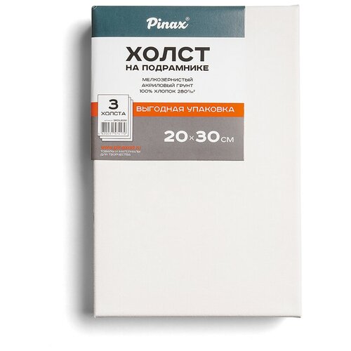 фото Pinax набор холстов на подрамнике 3шт., 100% хлопок, 280г/м2, 20х30см