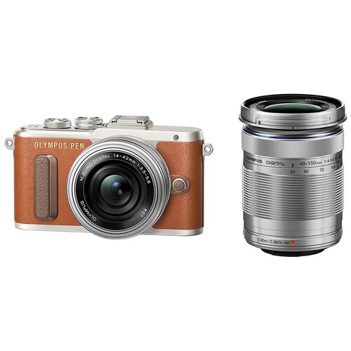 Беззеркальный фотоаппарат Olympus Pen E-PL10 Kit 14-42 EZ 40-150 R коричневый 6780000₽