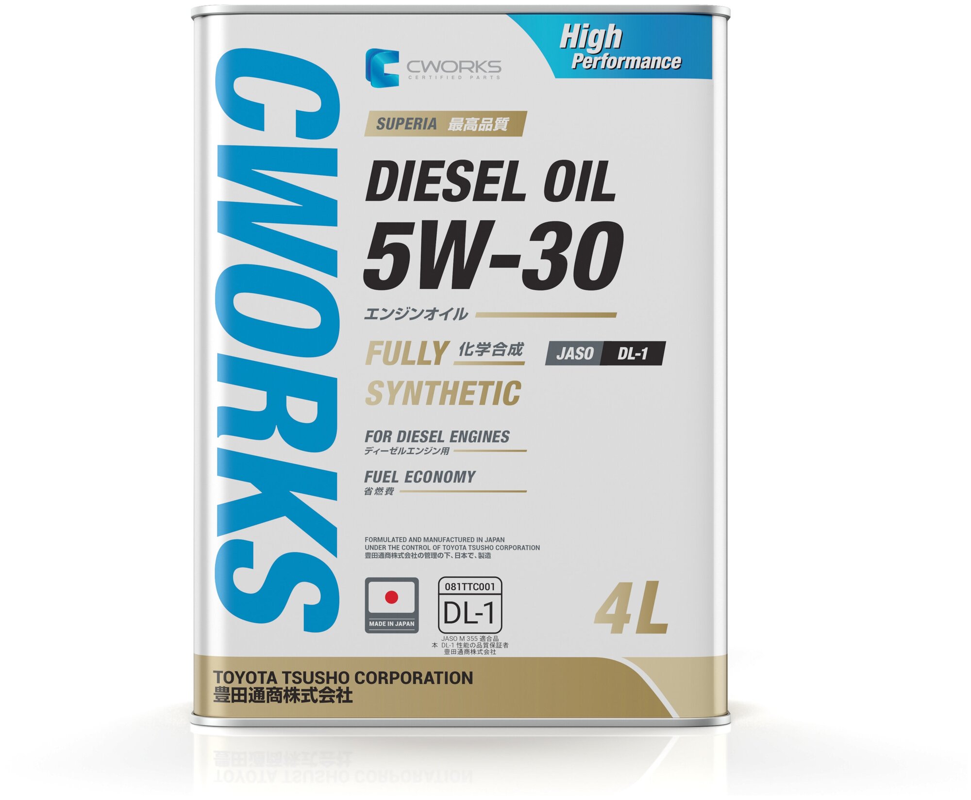 Моторное масло CWORKS SUPERIA DIESEL OIL 5W-30 DL-1, 4л