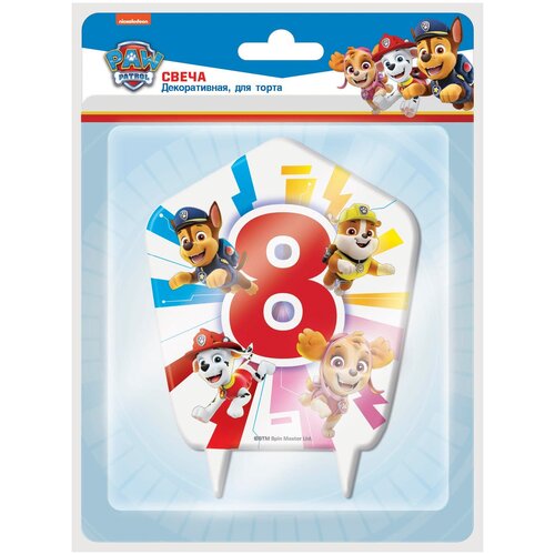 фото Свеча цифра, 8 щенячий патруль, 8 см, 1 шт. дон баллон