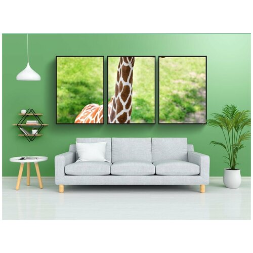 фото Набор модулных постеров для интерьера "жирафа, детская жираф, зоопарк" 60x90 см. в тубусе, без рамки lotsprints