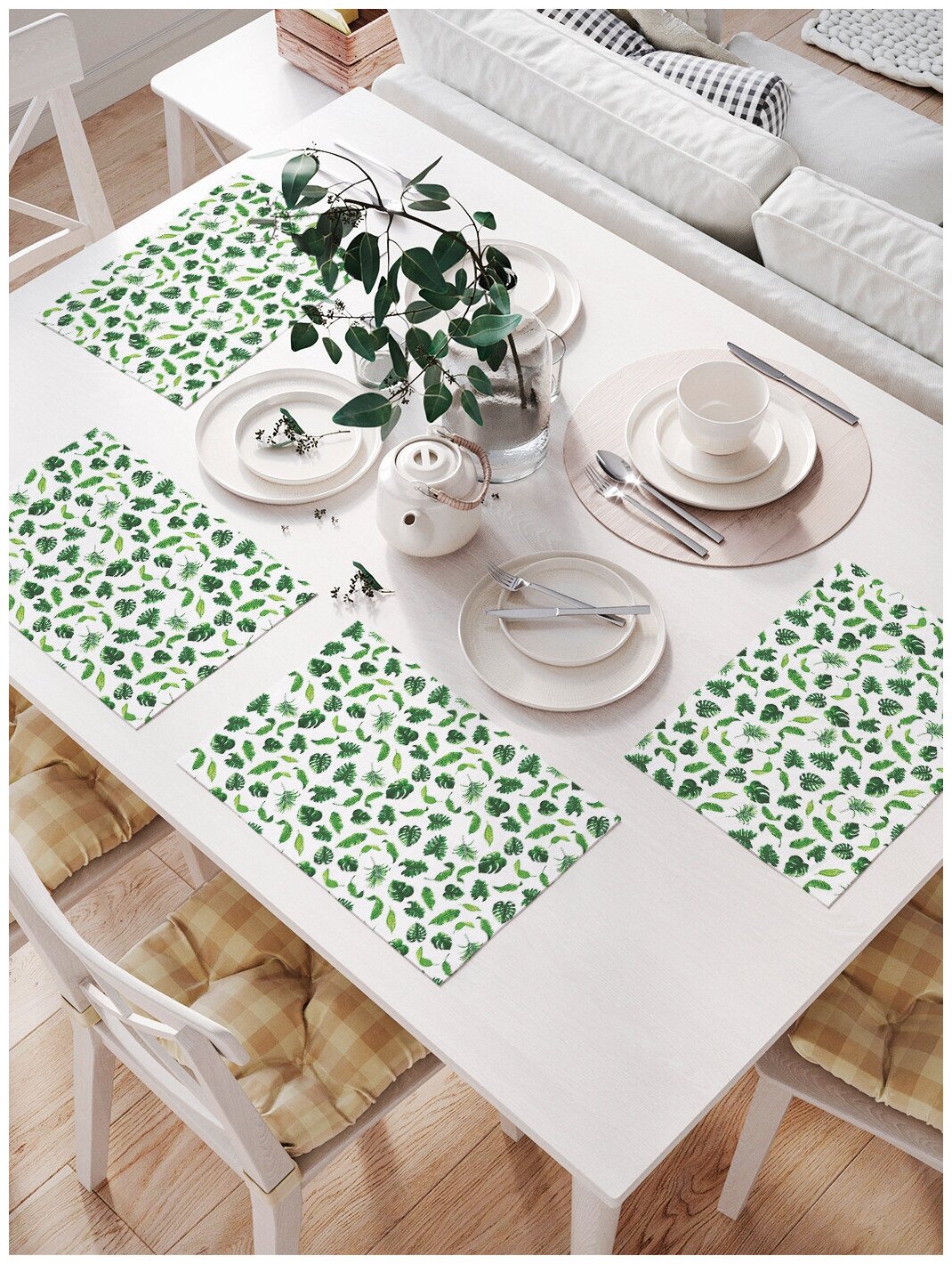 Комплект салфеток JoyArty "Тропические листья" для сервировки стола (32х46 см, 4 шт.)