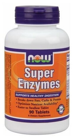 Таблетки NOW Super Enzymes, 250 г, 150 мл, 90 шт.