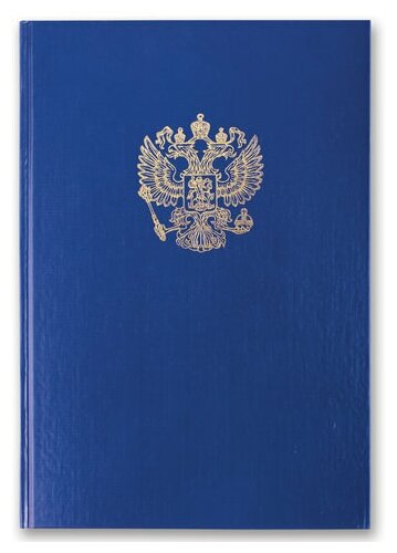 Книга учета 96 л, клетка, твердая, бумвинил, офсет, герб, А4 (200х290 мм), BRAUBERG, синяя, 130141