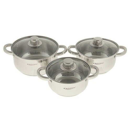 фото Набор кастрюль из 6 пр. "гретта" /1,6+2,2+3,2/ кт04-а (г.барнаул) катунь