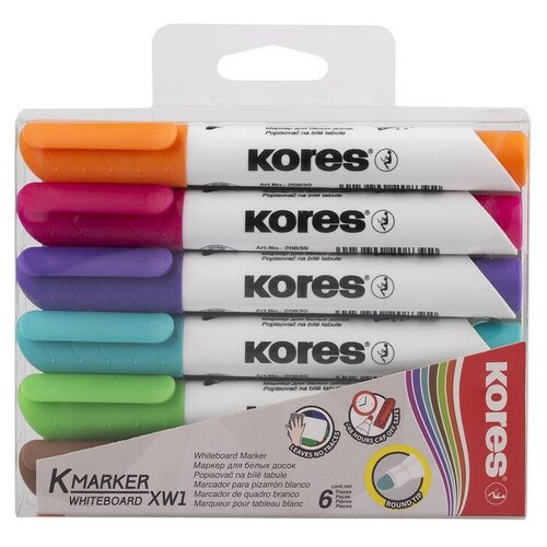 фото Набор маркеров для досок kores 3мм 6шт/уп 20802
