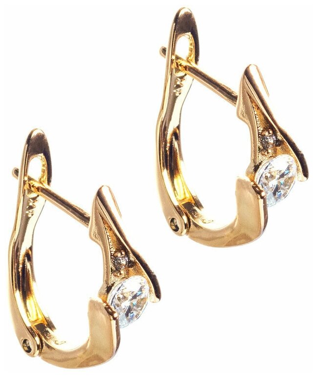 Серьги кольца под золото женские с фианитами бижутерия Xuping