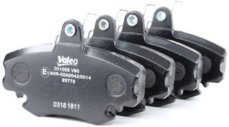 Дисковые тормозные колодки передние Valeo 301002 для Peugeot, Renault, Dacia, Alpina (4 шт.)