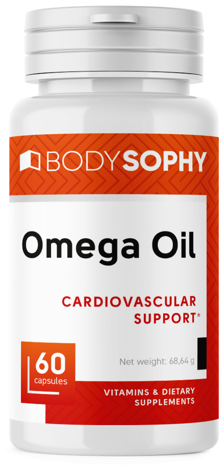 БАД / BodySophy / Omega Oil рыбий жир Омега 3 с витамином Е в капсулах / Биодобавка антиоксидант для сердца сосудов работоспособности мозга 60 капс