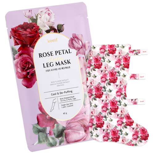 [KOELF] Маски-носочки для ног/ гольфы/ роза Rose Petal Satin Leg Mask, 1 шт*40 гр