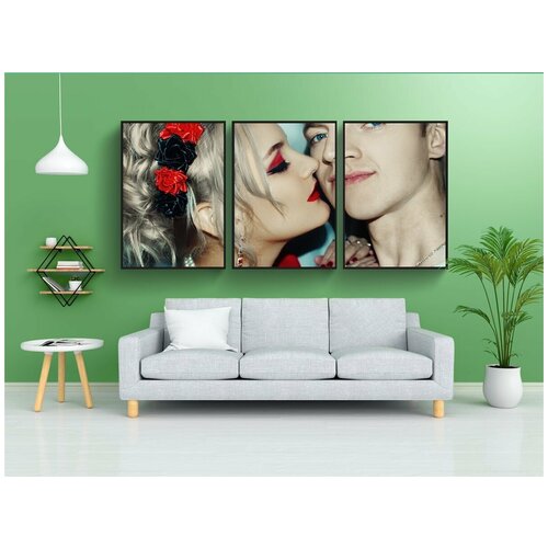 фото Набор модулных постеров для интерьера "пара, любовь, поцелуй" 60x90 см. в тубусе, без рамки lotsprints