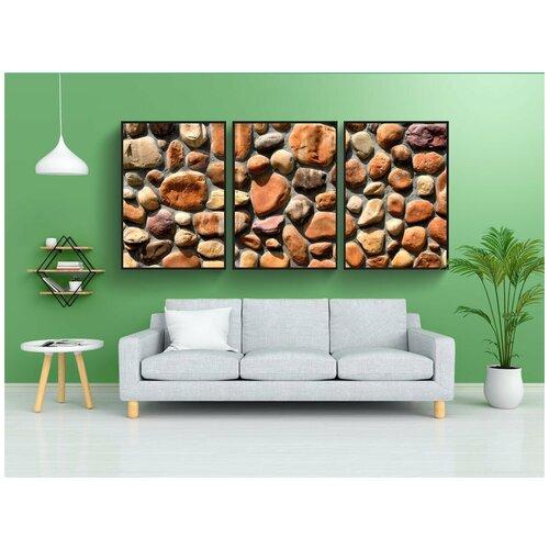 фото Набор модулных постеров для интерьера "каменная стена, камень, задний план" 60x90 см. в тубусе, без рамки lotsprints