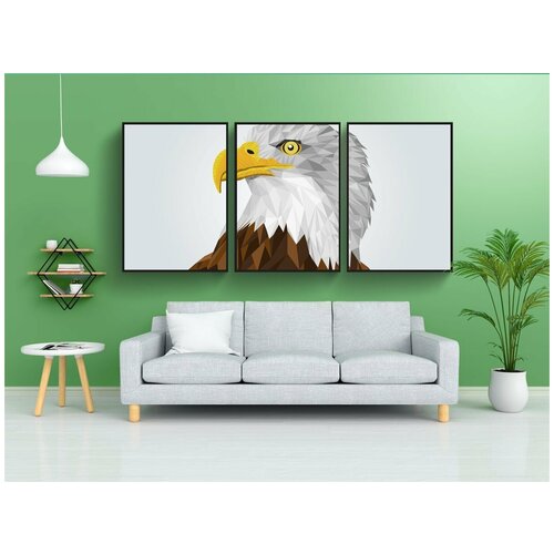 фото Набор модулных постеров для интерьера "орел, белоголовый орлан, рисование" 60x90 см. в тубусе, без рамки lotsprints