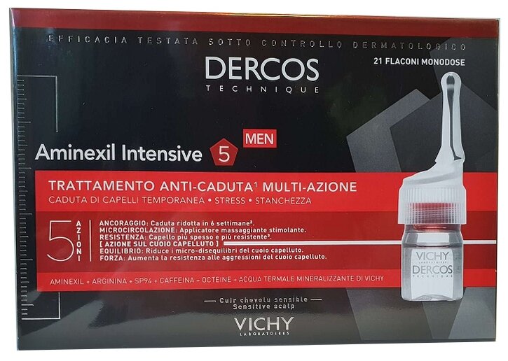 Средство VICHY Dercos против выпадения волос для мужчин Аминексил Intensive 5, 21 монодоза