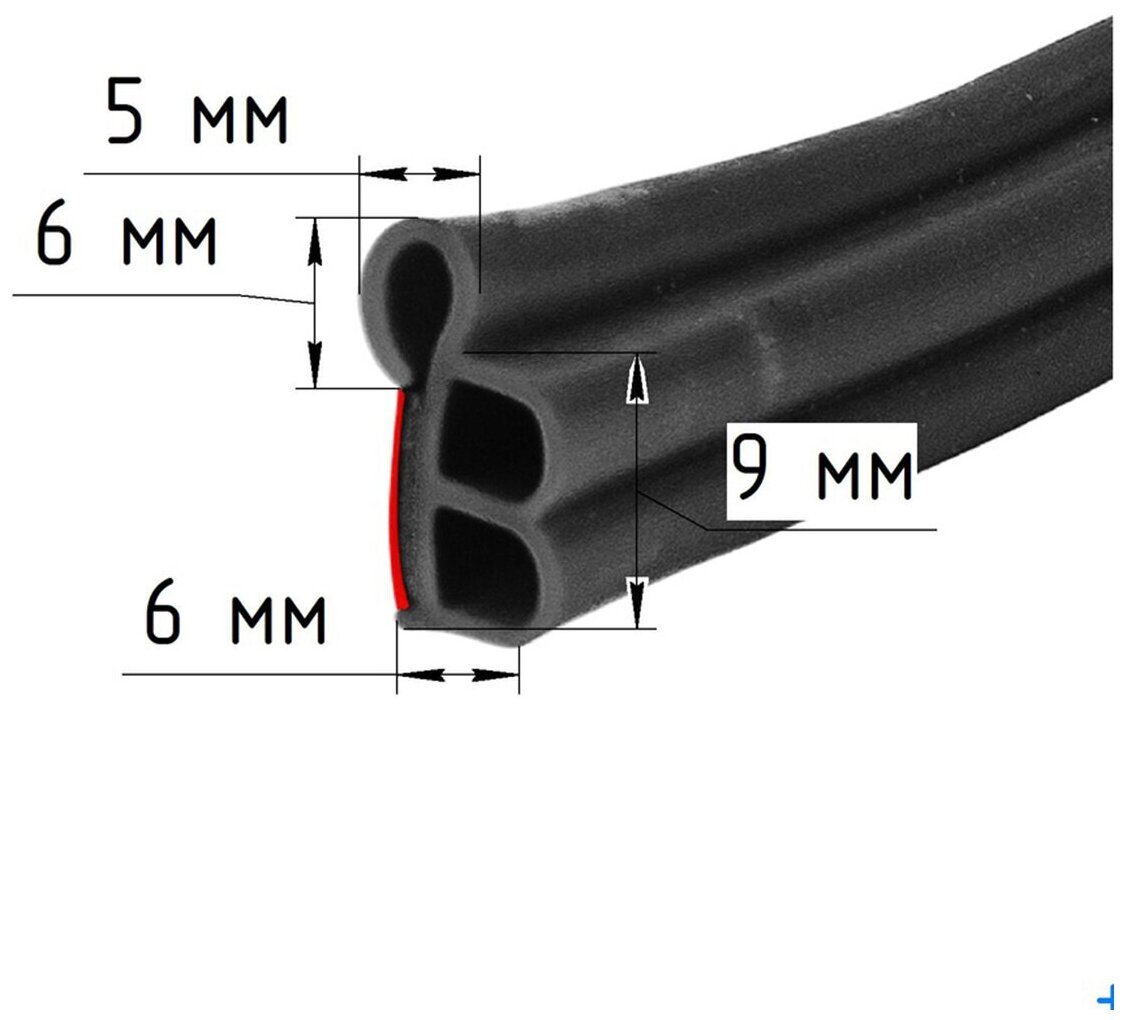 Уплотнитель дверей с защитой кромки самоклеющийся универсальный для авто черный 5 м