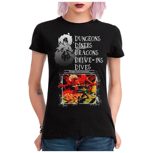 Футболка DreamShirts Подземелья и драконы - Dungeons and Dragons Женская черная 3XL