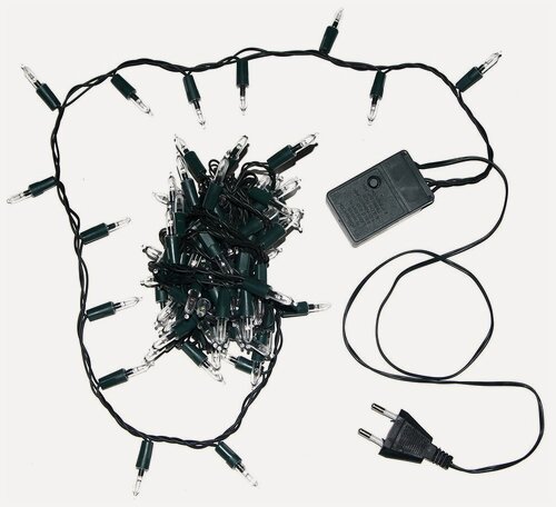 Изображение товара Ретро гирлянда нить 60 разноцветных LED-ламп, 3+0,75 м, контроллер, зеленый провод, SNOWHOUSE ILDES060M-C