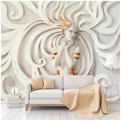 Бумажные фотообои бесшовные VEROL Барельеф с девушкой 31 м2 ширина 200 см высота 155 см обои бумажные на стену декор и интерьер отделка стен 1709₽