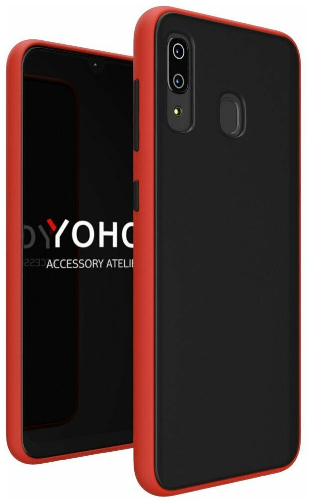 YOHO Чехол защитный - противоударный, матовый, для телефона Huawei Y9 Prime 2019. Красный - черный YCHPMHY9PR9RB