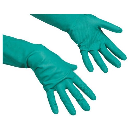 Перчатки хозяйственные нитриловые VILEDA, универсальные, антиаллергенные, размер M (средний), зеленые, 100801 (цена за 1 ед.товара)
