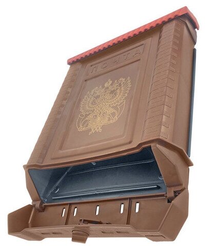 Ящик почтовый пластмассовый "Премиум с орлом" 28х7,5х39см, с накладкой, коричневый - фотография № 3