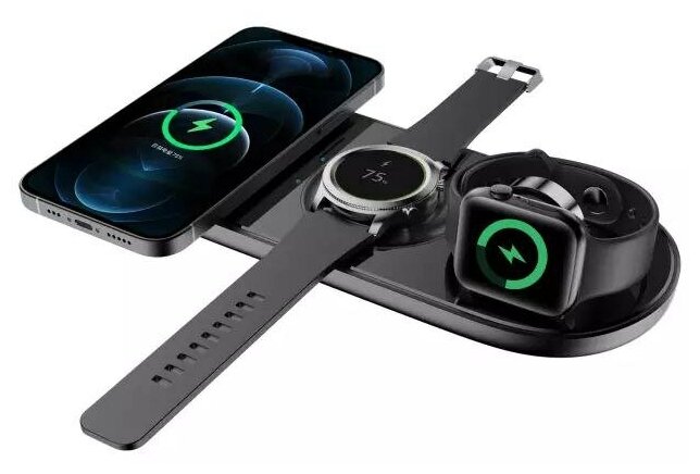 Подставка Беспроводная Быстрая зарядка 15 Вт 3 устройства 5 в 1 Qi Qualcomm Quick Charge 3.0 для Apple watch 1 2 3 4 5 6 iwatch Samsung Airpods iPhone
