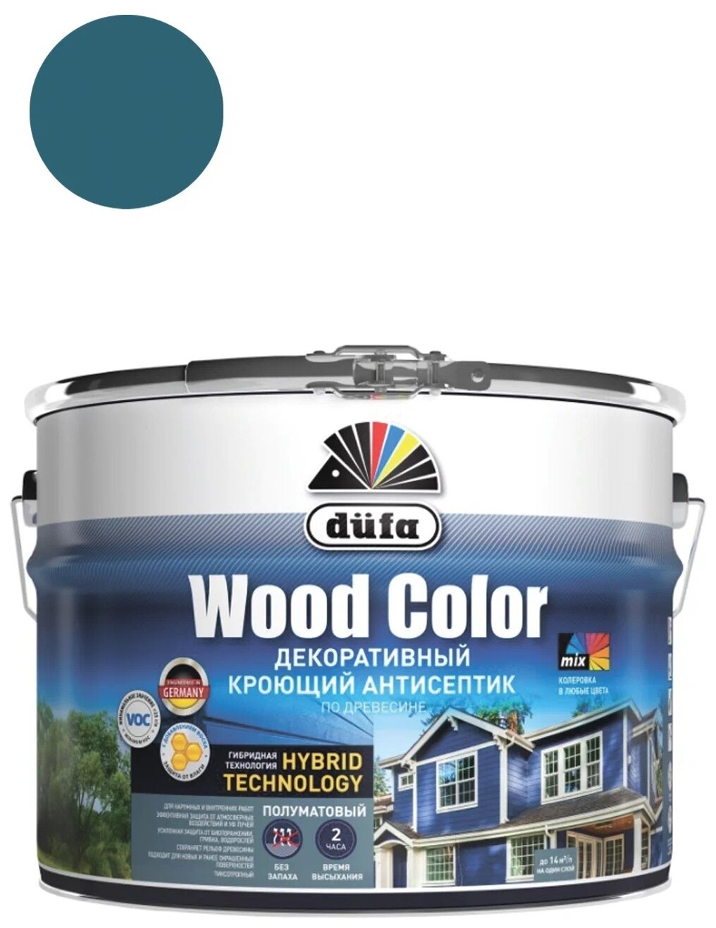 Кроющий антисептик Dufa WOOD COLOR лунная ночь 0,9л - фотография № 1