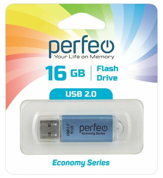 USB флешка Perfeo 16GB E01 Blue ES