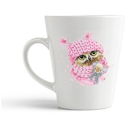 фото Кружка-латте coolpodarok "животные. совушка в розовой шапочке"