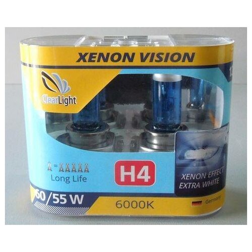 фото Лампа clearlight h4-12-60/55 xenonvision long life 6000к ярко-белая (набор 2шт h4 +w5w)