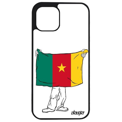 фото Противоударный чехол на телефон // iphone 12 pro // "флаг камеруна с руками" стиль страна, utaupia, белый