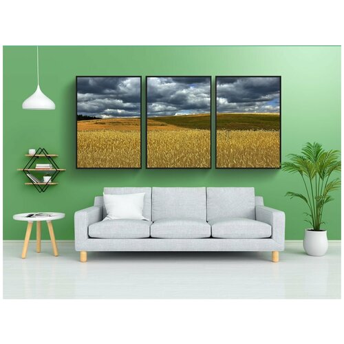 фото Набор модулных постеров для интерьера "зерновое поле, поле, пшеничное поле" 60x90 см. в тубусе, без рамки lotsprints