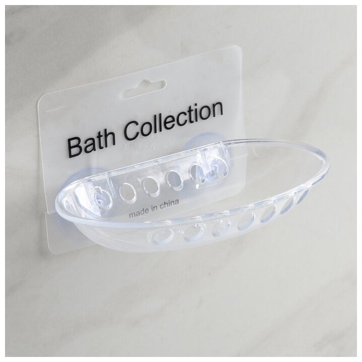 Мыльница пластиковая на присосках Bath Collection, 15×10×2 см, цвет микс