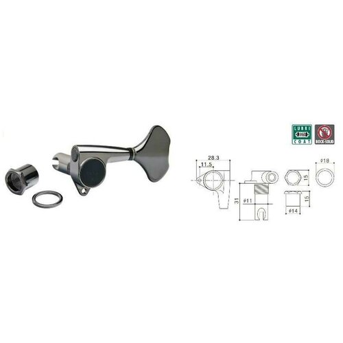 Gotoh GB-707-CK (L2+R2) колки для 4-струнной бас-гитары, 2+2, цвет черный хром fire stone 546305 machine heads e bass chrome plated колки для бас гитары хром 2 2