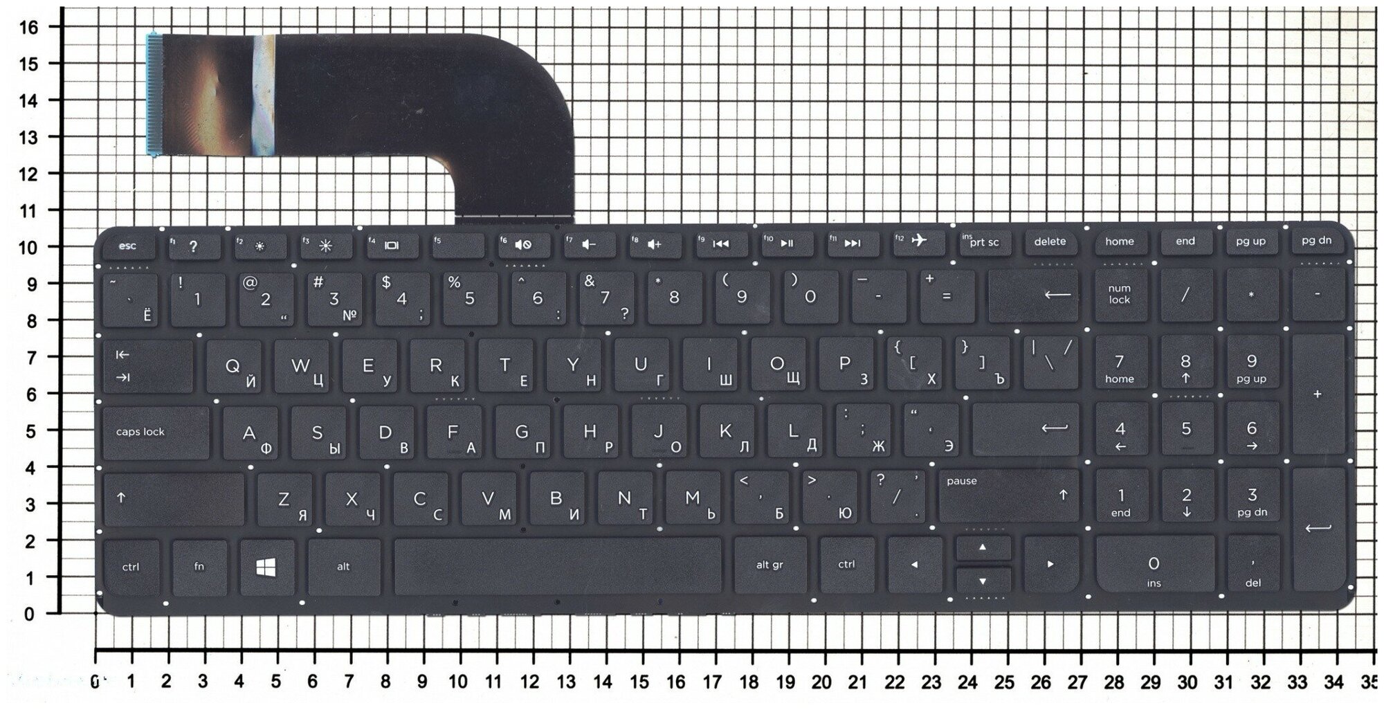 Клавиатура для ноутбука HP Pavilion 15-p007er черная без рамки плоский Enter