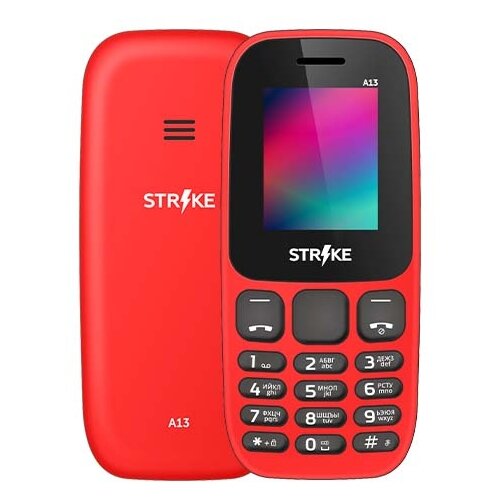 Телефон Strike A13, 2 SIM, красный мобильный телефон strike a13 red 2 sim
