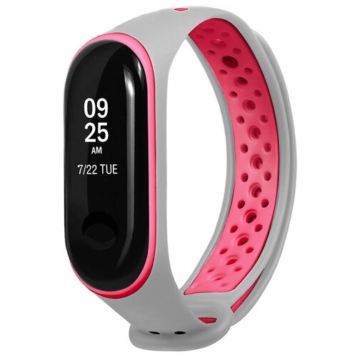 YOHO Ремешок спортивный для Xiaomi Mi Band 3/4. Серый с розовым YRS2XMIB3SP