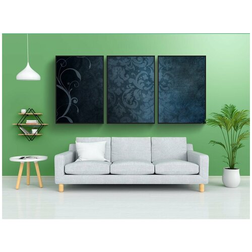 фото Набор модулных постеров для интерьера "задний план, синий, викторианский" 60x90 см. в тубусе, без рамки lotsprints