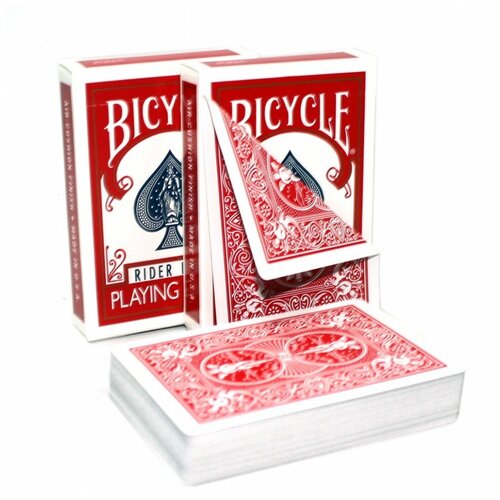 Игральные карты для фокусов Bicycle Rider Back (Double Back) Red/Red (двойная рубашка), красные игральные карты для фокусов bicycle rider back double back blue blue двойная рубашка синие