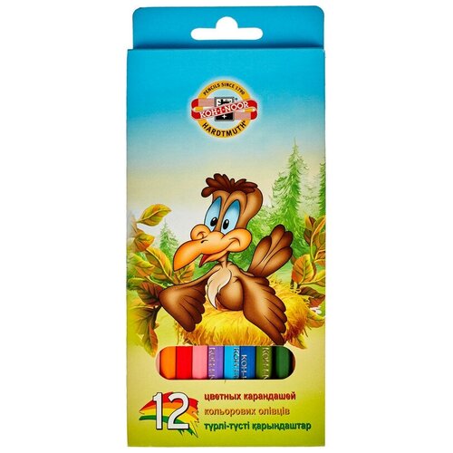 Карандаши цветные 12цв 6-гран Koh-I-Noor BIRDS 3352 3552 2 шт. цветные карандаши koh i noor волшебный лес 6 штук
