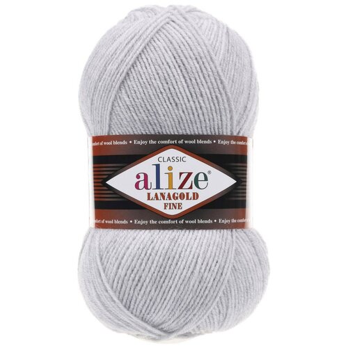 Пряжа ALIZE Lanagold fine, 49% шерсть, 51% акрил, 390 м*100 г, 684 пепельная, 1 шт