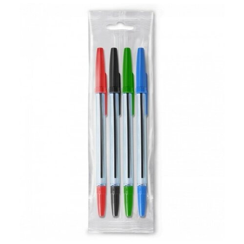 Набор ручек шариковых микс 4 цвета «Стамм» 111 Офис, узел 0.7-1.0 мм, чернила: синие, красные, зеленые, чёрные, европодвес