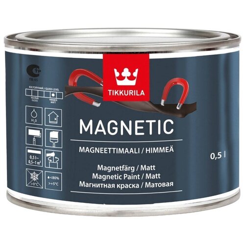Краска декоративная с эффектом магнита Magnetic (Магнетик) TIKKURILA 0,5 л серый