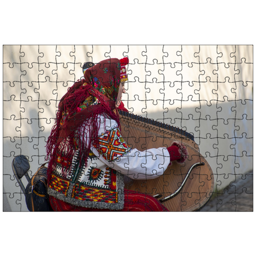 фото Магнитный пазл 27x18см."женщина, музыка, инструмент" на холодильник lotsprints