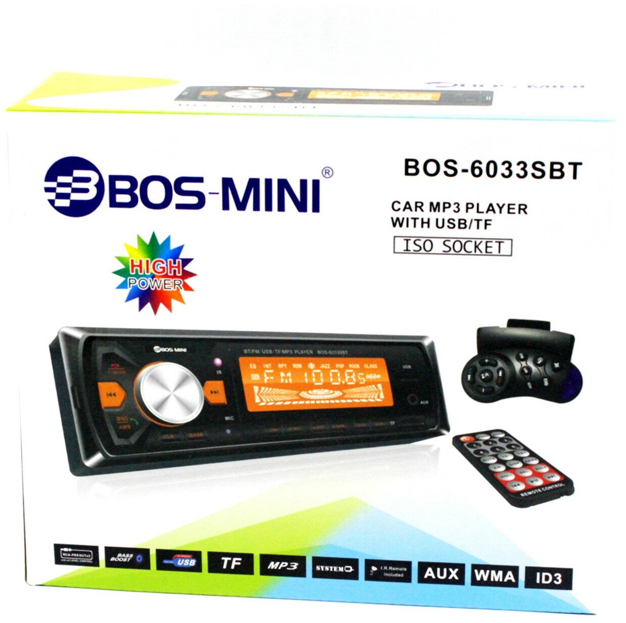 Автомобильная магнитола AT-Pulsar BOS-MINI BOS-6033SBT USB AUX