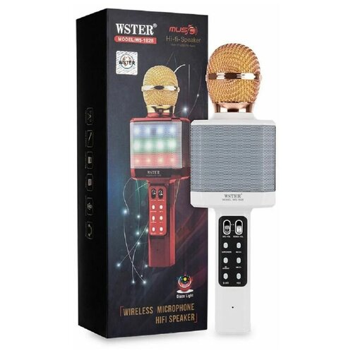Колонка микрофон Bluetooth Mp3 караоке WS-1828 белый 183000₽