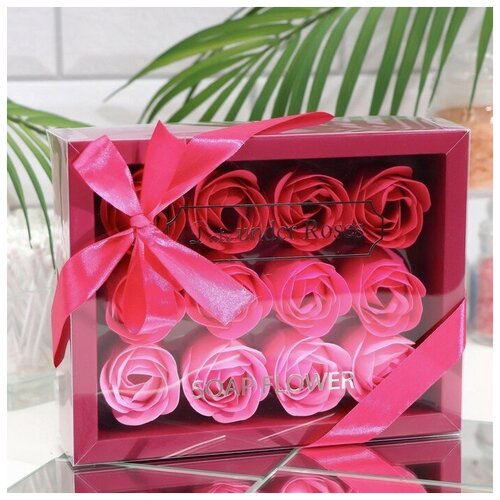 Мыльные розочки цветные оттенки набор 12 шт 809₽