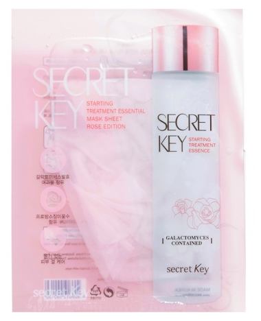 Secret Key Увлажняющая маска для лица с розовой водой STARTING TREATMENT ESSENTIAL MASK SHEET ROSE EDITION