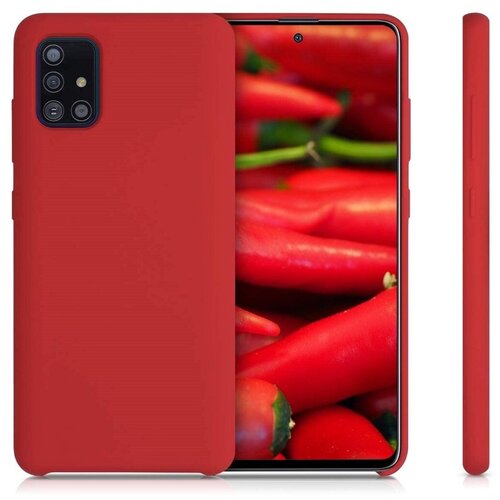 фото Чехол силиконовый для samsung galaxy a51 красный матовый full cover